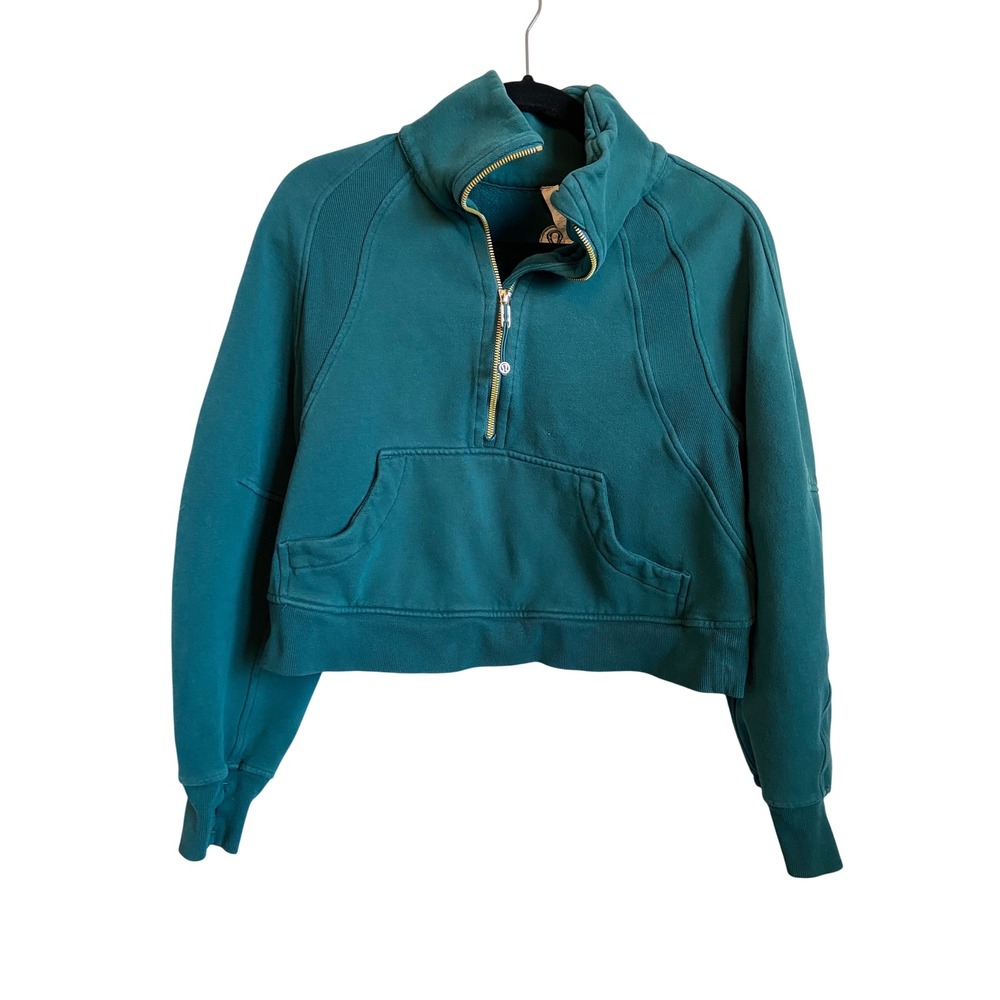 Lululemon Scuba Oversized Half-Zip Hoodie Teal Green Gold Zipper XS/S S